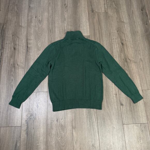 J.Crew Cotton Half-Zip Sweater Mens M Green Pullover Ribbed Trim Zipper BF091 LS - Picture 4 of 7